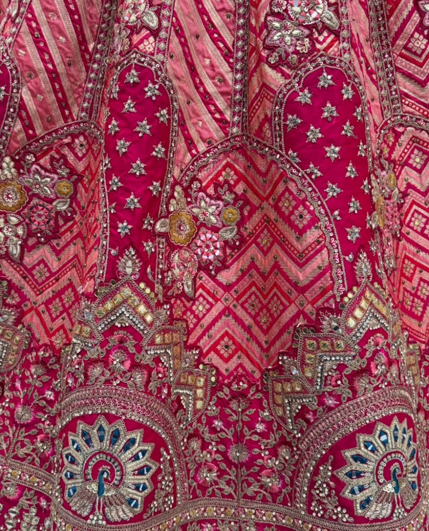 3068 - Rani Pink Silk Bridal Lehenga Choli With Gota Patti